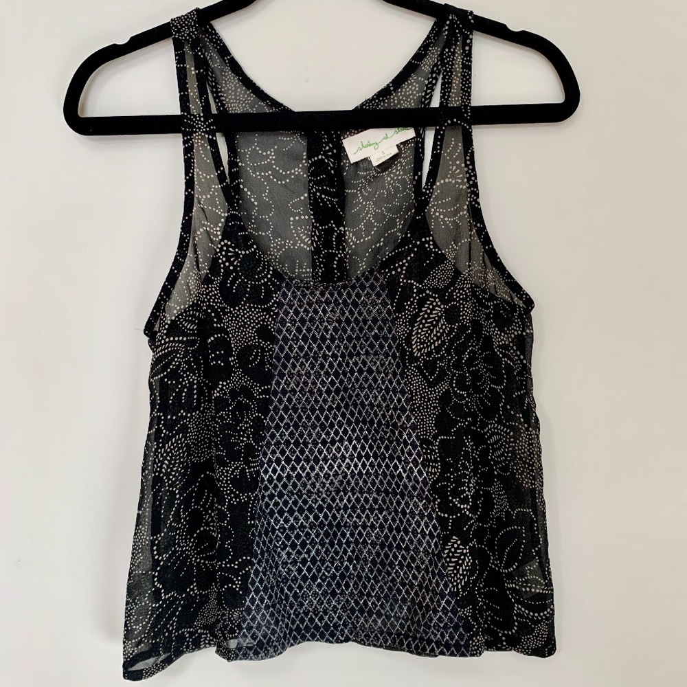 Staring at Stars Sheer Printed Racerback Tank Top